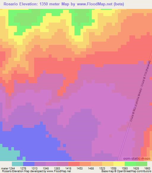 Rosario,Chile Elevation Map