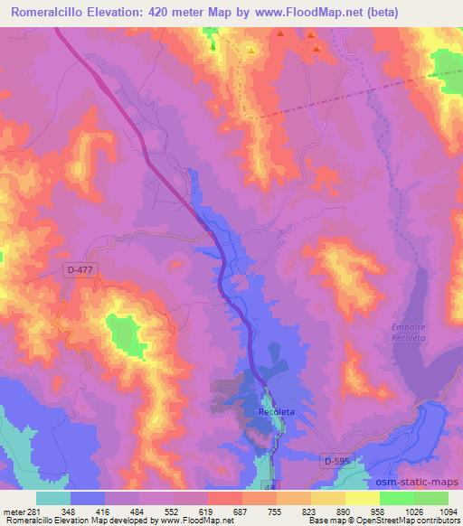 Romeralcillo,Chile Elevation Map