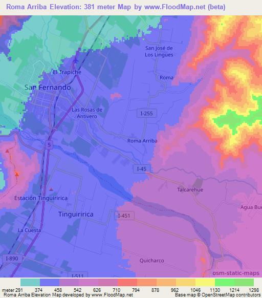 Roma Arriba,Chile Elevation Map