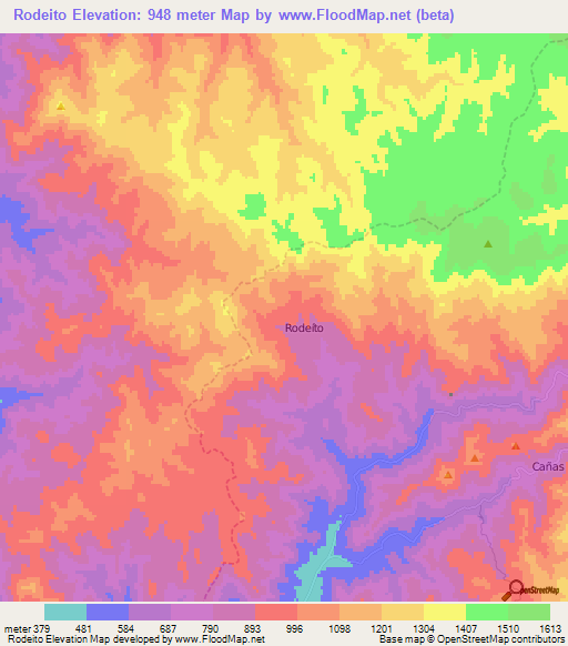 Rodeito,Chile Elevation Map
