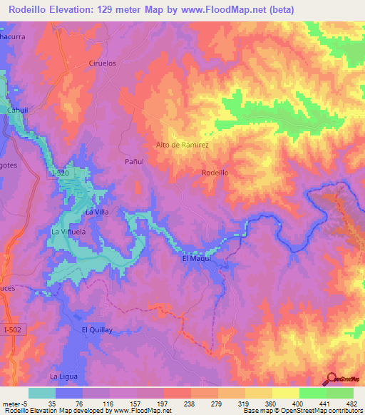 Rodeillo,Chile Elevation Map