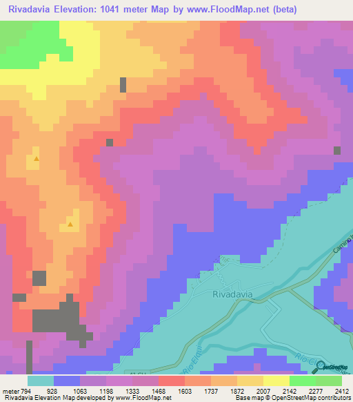 Rivadavia,Chile Elevation Map