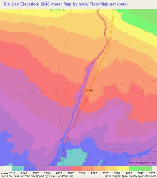 Rio Loa,Chile Elevation Map
