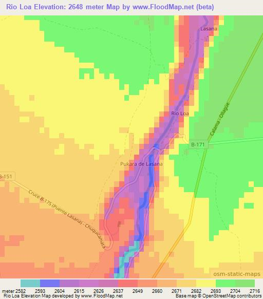 Rio Loa,Chile Elevation Map