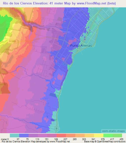 Rio de los Ciervos,Chile Elevation Map