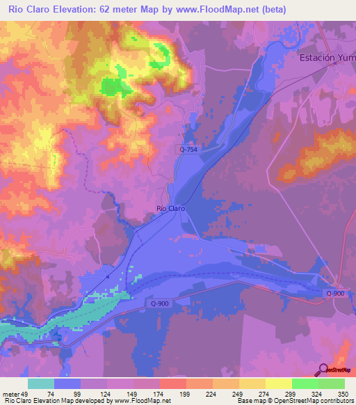 Rio Claro,Chile Elevation Map