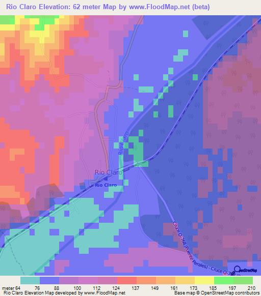 Rio Claro,Chile Elevation Map