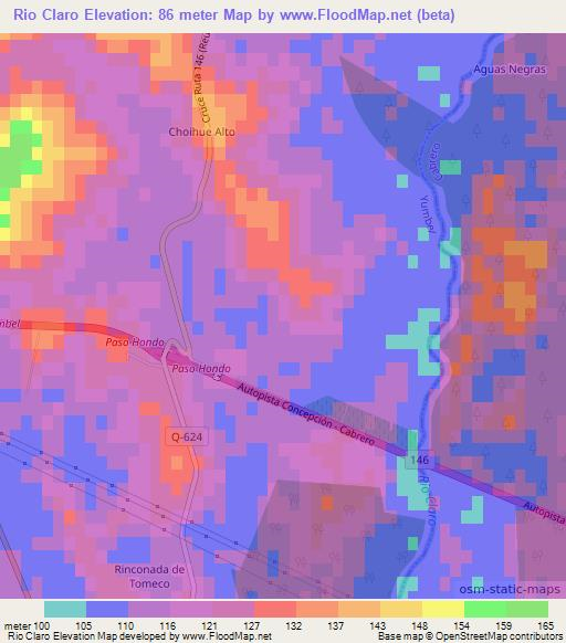 Rio Claro,Chile Elevation Map