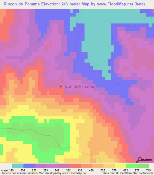 Rincon de Panama,Chile Elevation Map