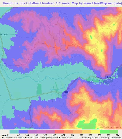 Rincon de Los Cubillos,Chile Elevation Map