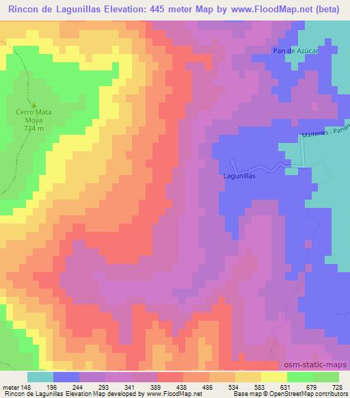 Rincon de Lagunillas,Chile Elevation Map