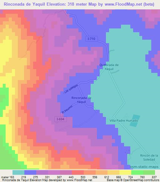 Rinconada de Yaquil,Chile Elevation Map