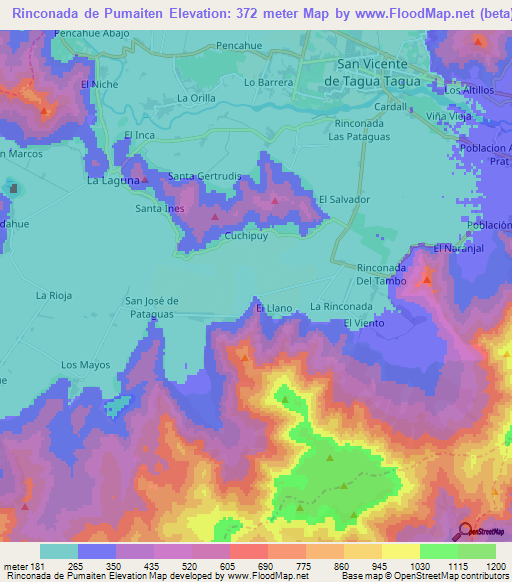 Rinconada de Pumaiten,Chile Elevation Map