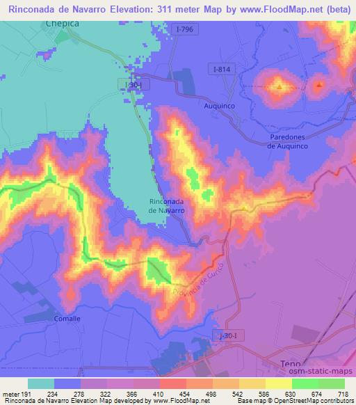 Rinconada de Navarro,Chile Elevation Map