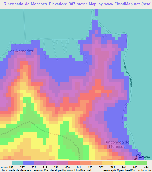 Rinconada de Meneses,Chile Elevation Map