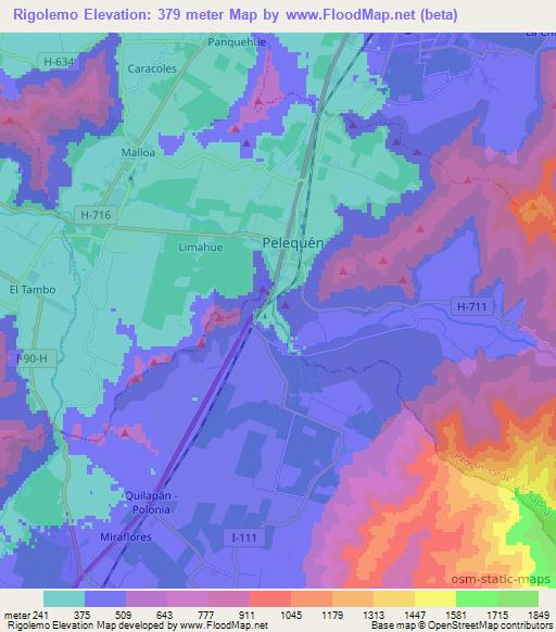 Rigolemo,Chile Elevation Map