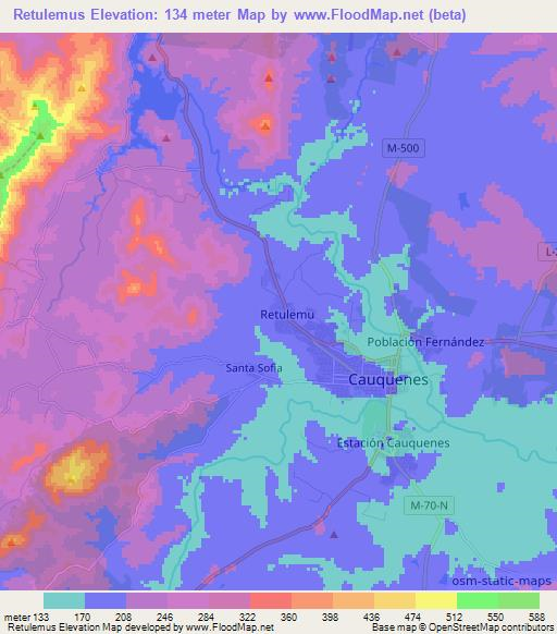 Retulemus,Chile Elevation Map
