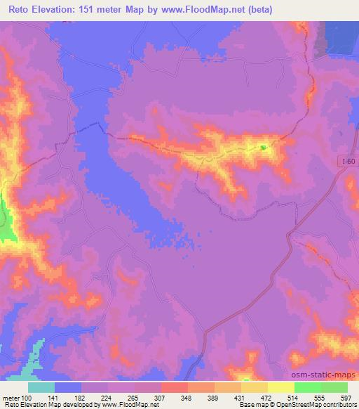 Reto,Chile Elevation Map