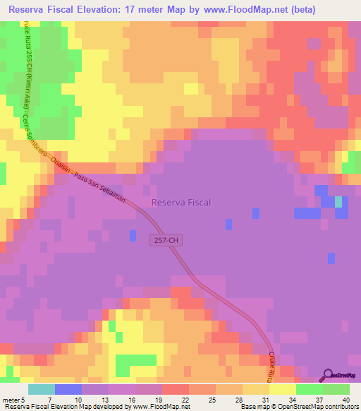 Reserva Fiscal,Chile Elevation Map