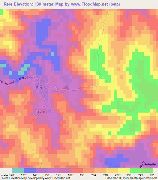 Rere,Chile Elevation Map