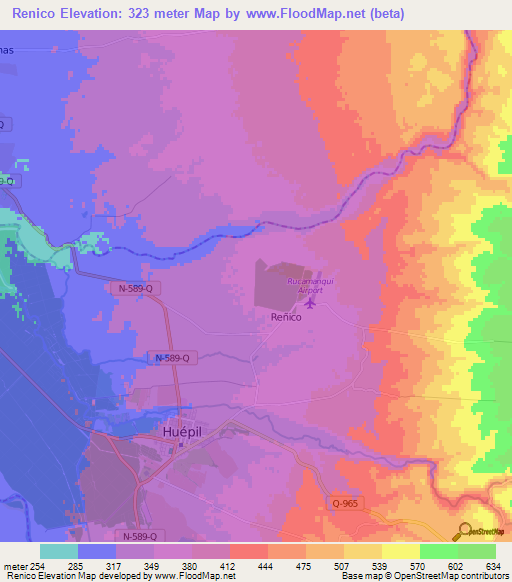 Renico,Chile Elevation Map