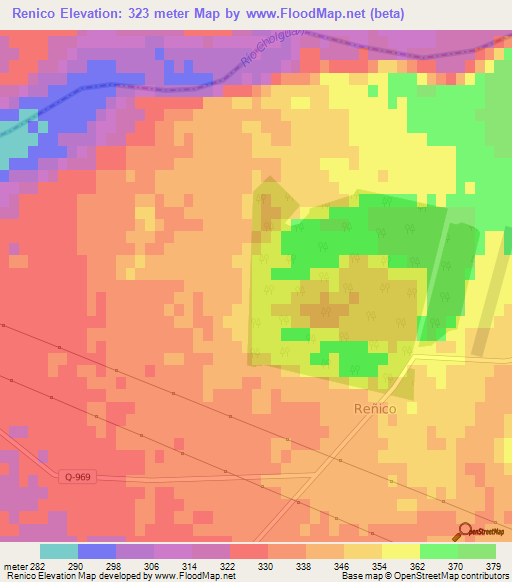 Renico,Chile Elevation Map