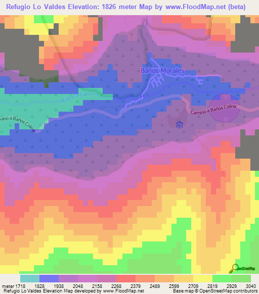 Refugio Lo Valdes,Chile Elevation Map