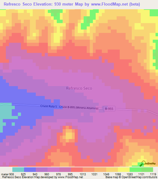 Refresco Seco,Chile Elevation Map