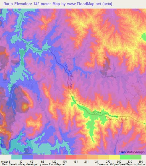 Rarin,Chile Elevation Map