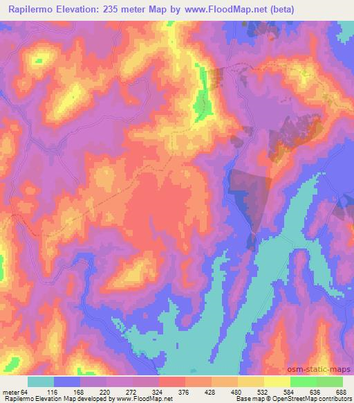 Rapilermo,Chile Elevation Map