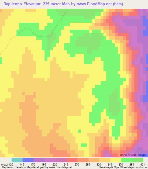 Rapilermo,Chile Elevation Map