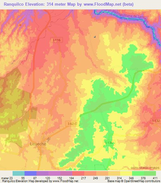 Ranquilco,Chile Elevation Map