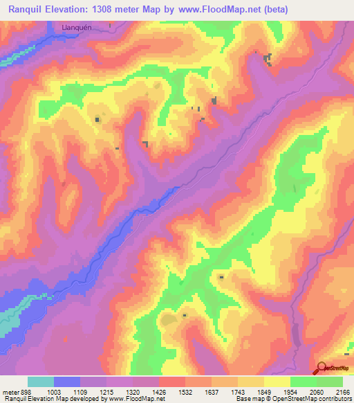Ranquil,Chile Elevation Map