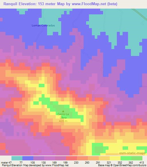 Ranquil,Chile Elevation Map