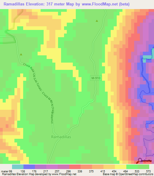 Ramadillas,Chile Elevation Map