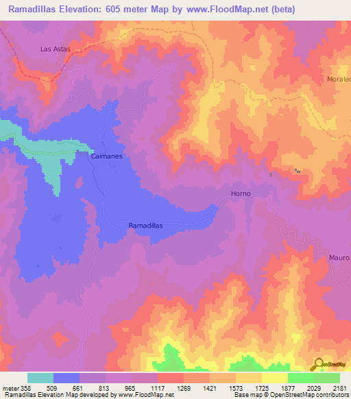 Ramadillas,Chile Elevation Map
