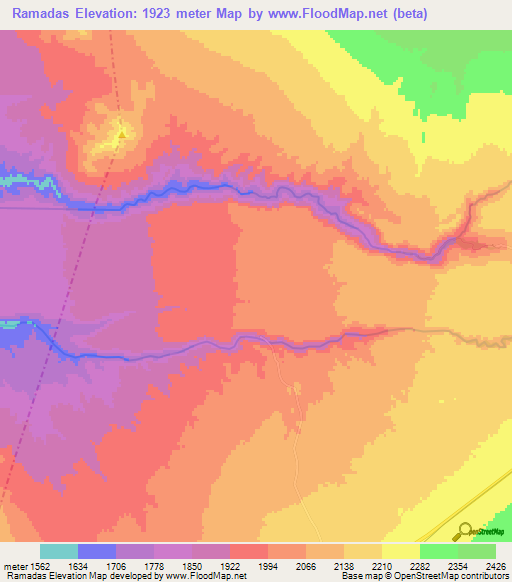 Ramadas,Chile Elevation Map