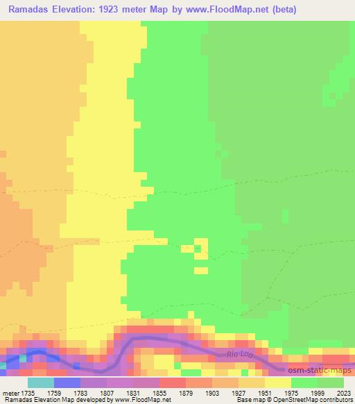 Ramadas,Chile Elevation Map