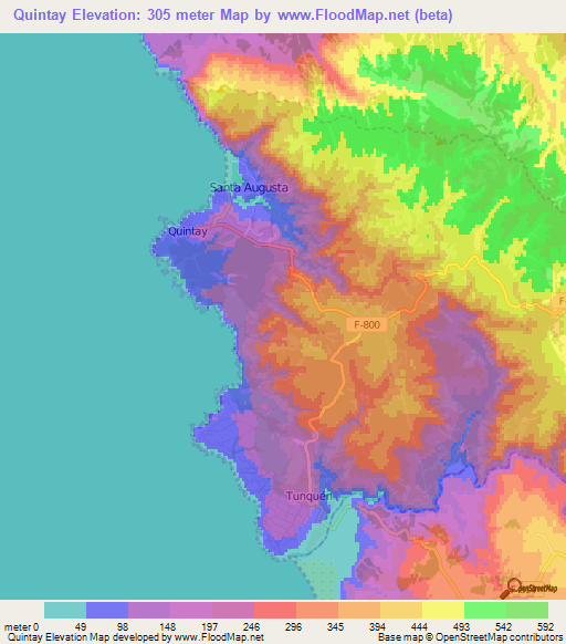 Quintay,Chile Elevation Map