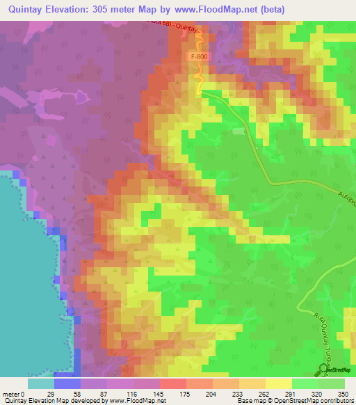 Quintay,Chile Elevation Map