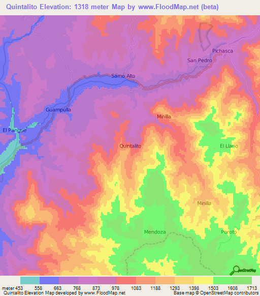 Quintalito,Chile Elevation Map