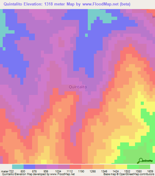 Quintalito,Chile Elevation Map