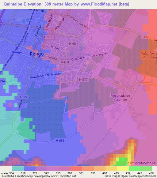 Quintalba,Chile Elevation Map