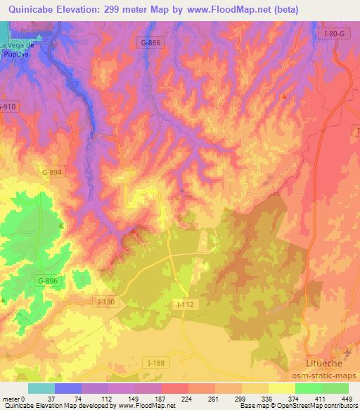 Quinicabe,Chile Elevation Map
