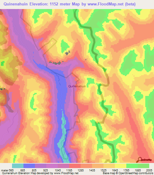 Quinenahuin,Chile Elevation Map