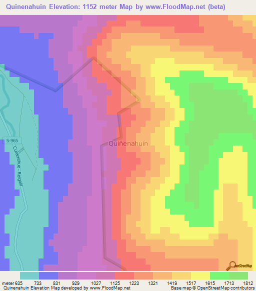 Quinenahuin,Chile Elevation Map