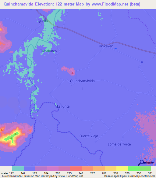 Quinchamavida,Chile Elevation Map