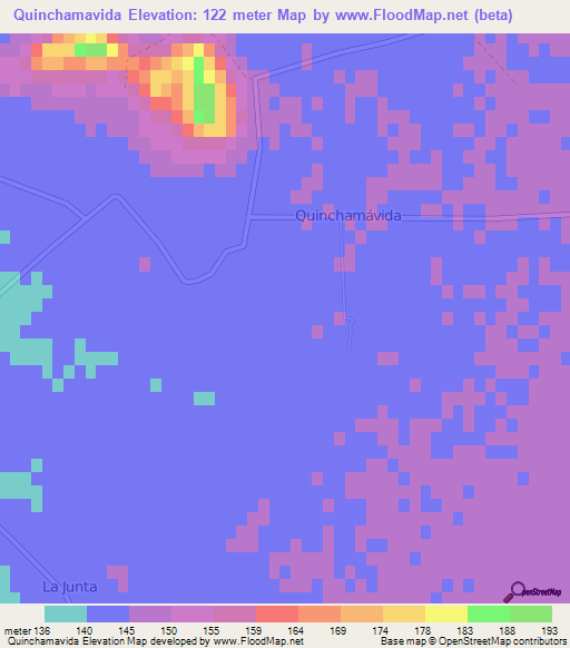 Quinchamavida,Chile Elevation Map