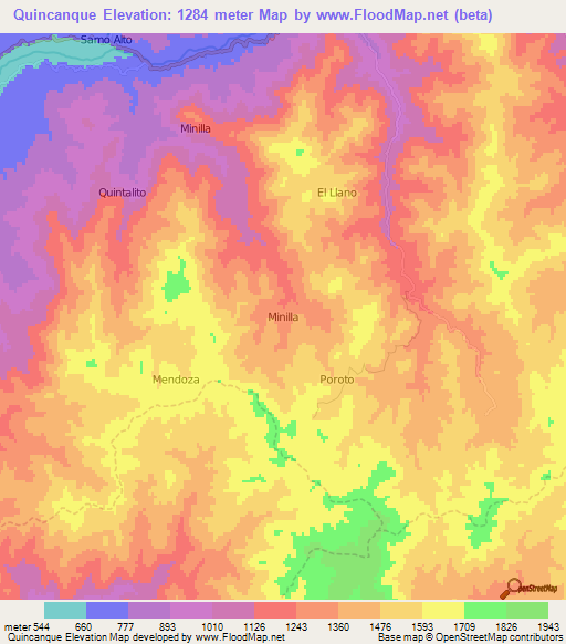 Quincanque,Chile Elevation Map