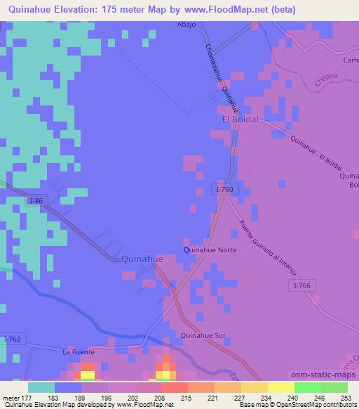 Quinahue,Chile Elevation Map